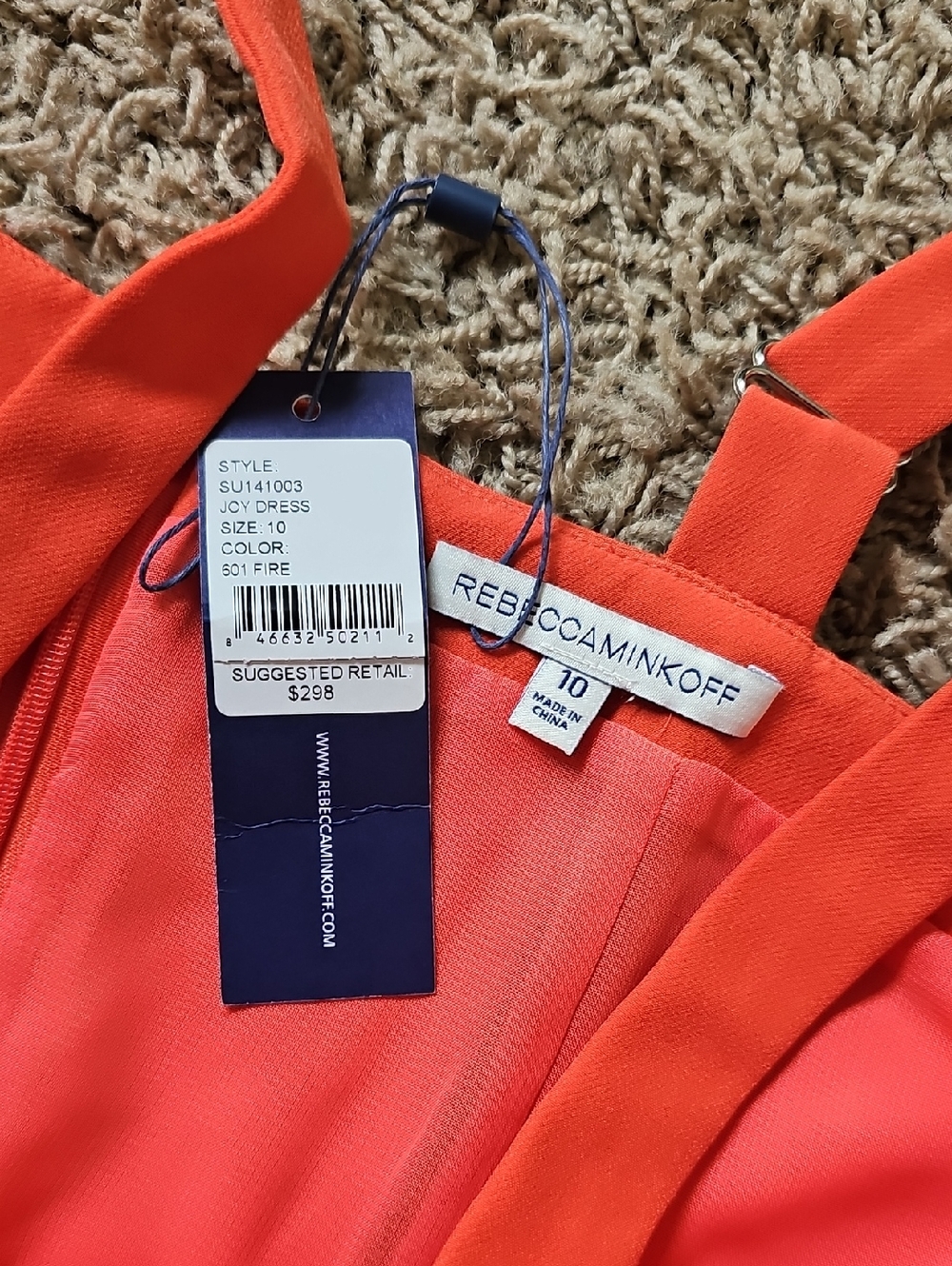 NWT Rebecca Minkoff Joy Dress Cocktail Piping "Fire" 10 Mini Sheath - Picture 4 of 7